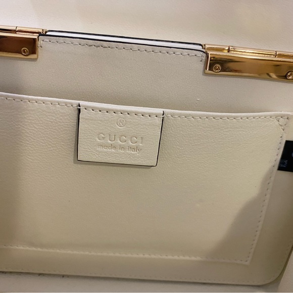 New GUCCI Plexiglass Mini Sylvie 1969 Top Handle Ivory White Chain Shoulder Bag - Picture 8 of 14